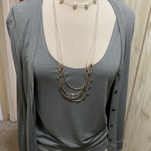 Lida Baday gray cardigan sweater set; size Medium; poly/viscose blend - Picture 8 of 8